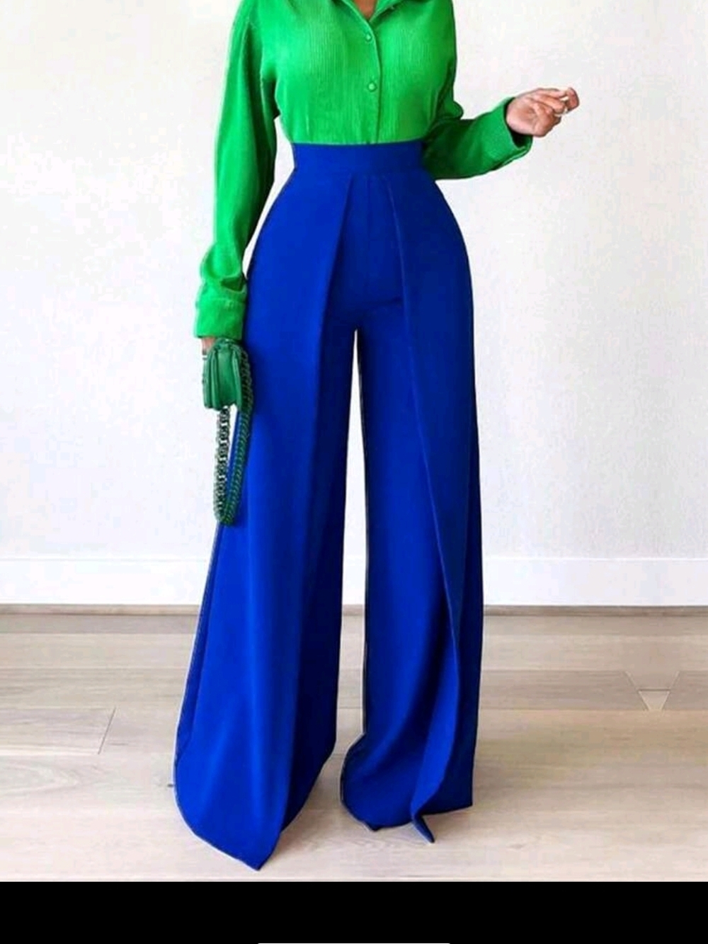 High-Waist Wide Leg Palazzo Pants in Cobalt Blue